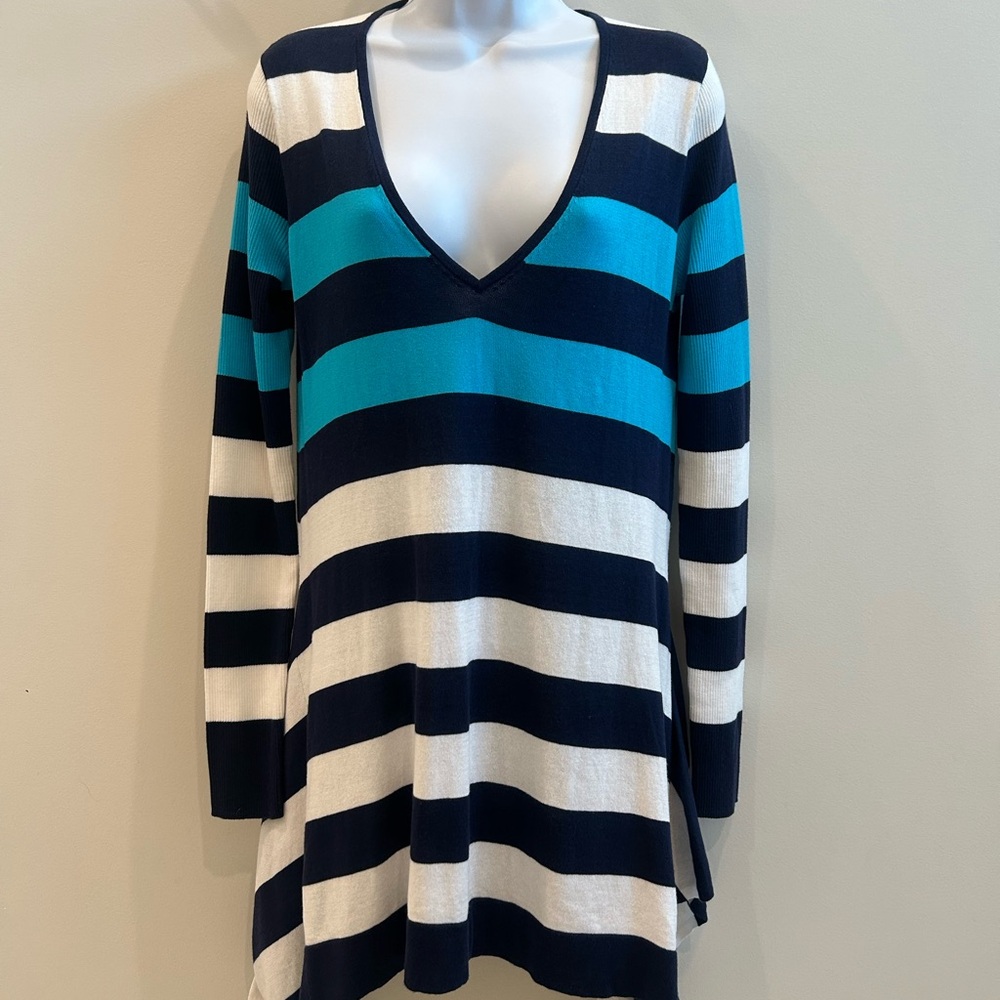 Tommy Bahama Navy, White, & Blue Striped Beach Sweater Brand New With Tags